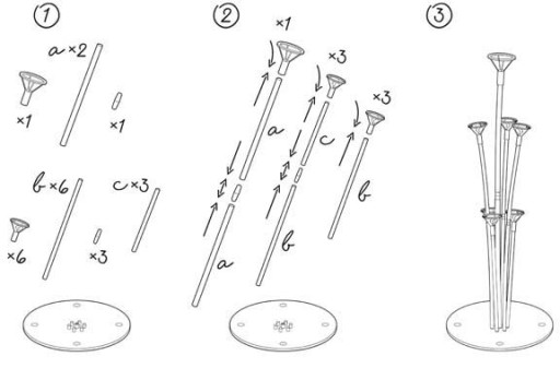 STOJAN NA BALÓN 7 tyčiniek 40 - 70 cm na narodeniny, svadbu, sväté prijímanie, párty