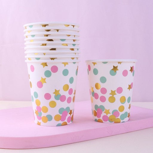 Mint papierové poháre z ružového zlata PASTEL CONFETTI 6 ks.