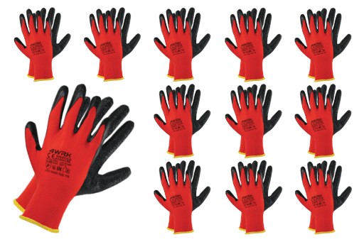 PRACOVNÉ RUKAVICE ČERVENÉ LATEXOVÉ 12 PÁROV XL-10