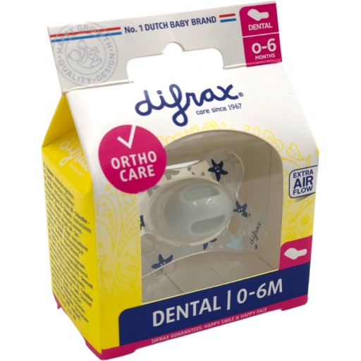DIFRAX DENTAL cumlík 0-6M TRANSPARENTNÝ S HVIEZDAMI