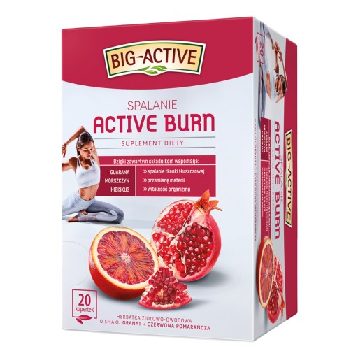 BIG ACTIVE funkčný čaj ACTIVE BURN COMBUSTION granátové jablko 20 OBÁLOK