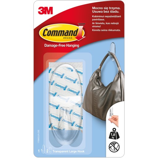 COMMAND 3M TRANSPARENTNÝ HÁK VEĽKÝ 1KS 17093