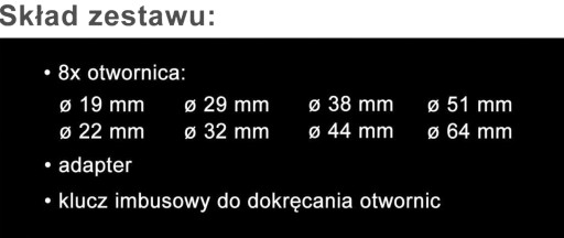 DIEROVÉ PILY NA DREVO S ADAPTÉROM 19 - 64 mm 11 ks
