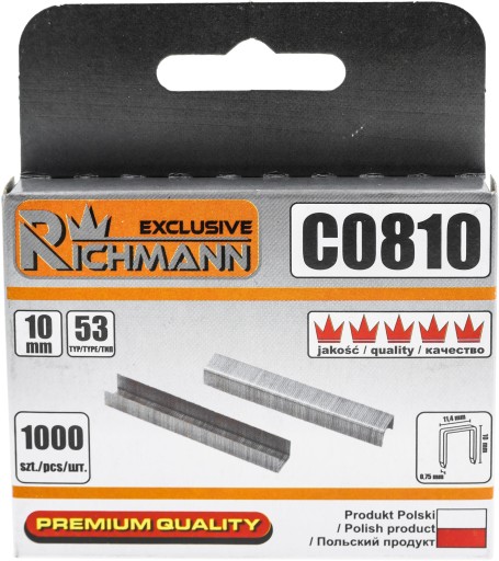 ZOŠÍVAČKY TYP 53 (530/A) 10mm 1000 ks RICHMANN