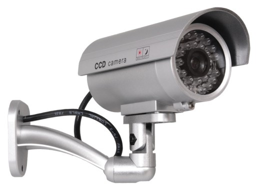 UMMY CCTV MONITOROVACIA KAMERA VONKAJŠIA NÁSTENNÁ KAMERA STRIEBORNÁ LED