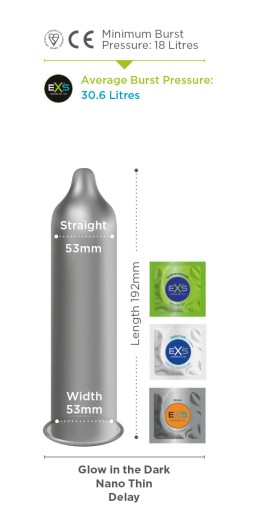 EXS Glowing Condoms svietiace v tme kondómy 3 ks.