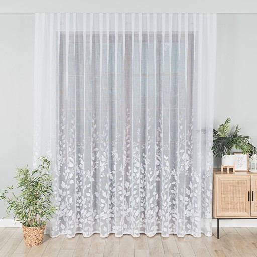 Žakárový záves s rastlinným vzorom úplne dole, výška 250 cm na meter