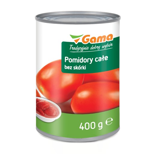 Paradajky celé v konzerve bez šupky 400g Gama