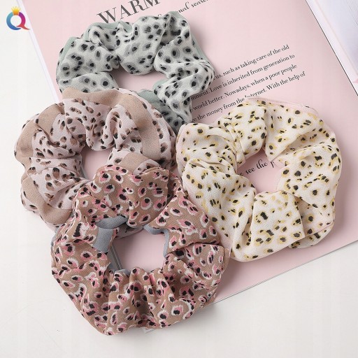 Vlasy scrunchie scrunchie scrunchie, zelená, bodkovaná, boho