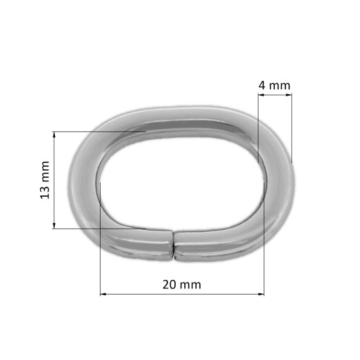 Leathercraft OVÁL na popruh na tašku 20 mm SILVER