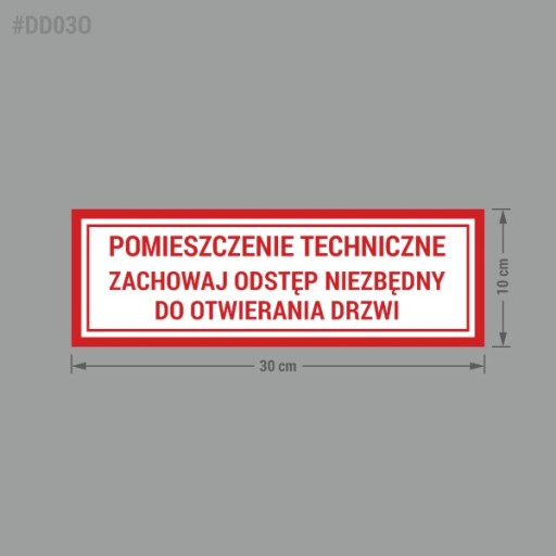 Nálepka - Technická miestnosť, rozteč 10x30