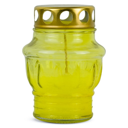 Sviečka liata sklenená 10 cm žltá DP65