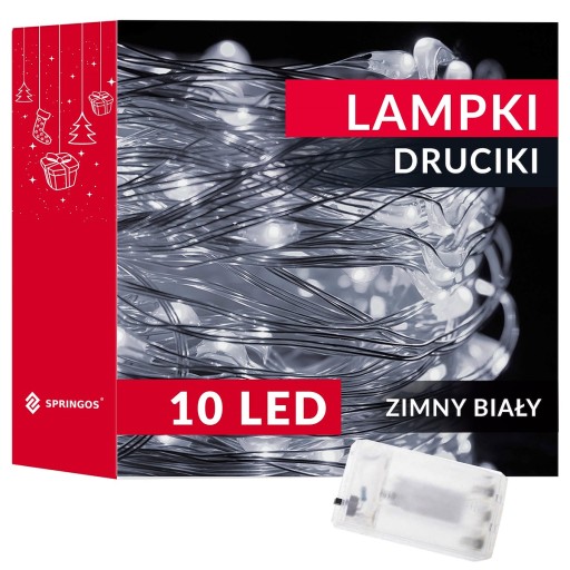 DRÔTOVÉ LAMPY 10LED STUDENÉ BIELE MIRKO STRUNOVÉ SVIETIDLÁ SVETLO NA BATÉRIU