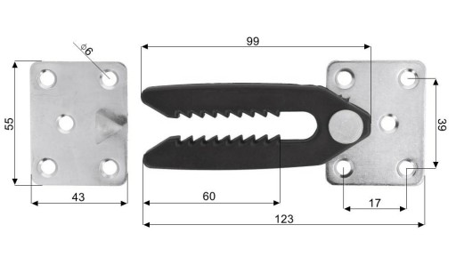 Nábytková spojka na pohovky, postele, krokosvorky 123mm