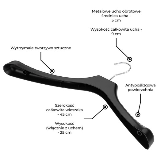 Vešiakový stojan na bundy a kabáty 45 cm bez priečky - sada 5 kusov