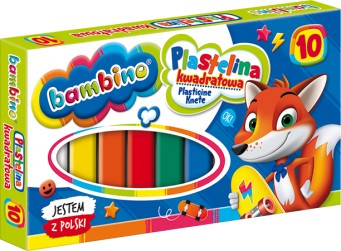 Štvorcová plastelína, 10 farieb, škola BAMBINO