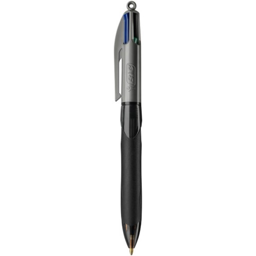 Zaťahovacie guľôčkové pero BIC 4 Colors Grip Pro, čierne puzdro, 4 farby