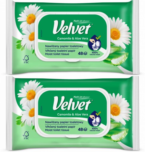 Velvet Vlhčený toaletný papier Harmanček 48 ks x2