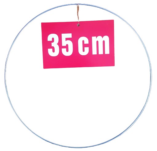 STRIEBORNÝ prsteň/ráfik na lapače snov a makramé, 35 cm