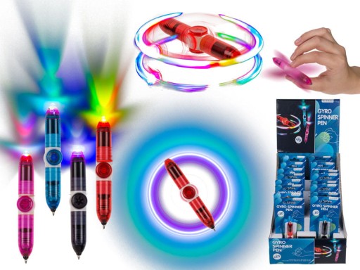 Antistresové rotačné guľôčkové pero, LED SPINNER GYROSKOP