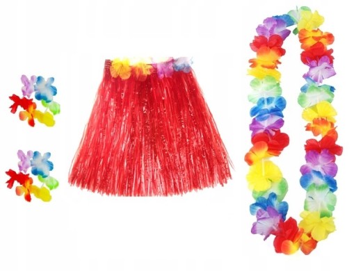 Havajská súprava SUKŇOVÝ NÁHRDELNÍK NÁRAMKY kvety ALOHA HAWAII kostým