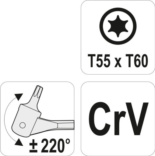 TORX KĽÚČ T55 x T60 KĹBOVÝ CRV OCEL YATO