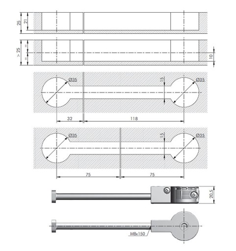 QUICK konektor na dosku 150mm - Italiana Ferramenta