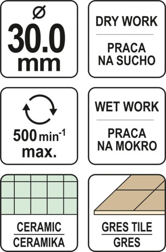 DIAMANTOVÁ VŔTAČKA YATO PRE KAMENNÉ SKLO OTVOROVACIE PILY 30 mm