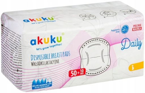 AKUKU ABSORBNÉ LAKTAČNÉ VLOŽKY DENNÁ GELINGOVÁ VLOŽKA MEGAPAKA 60 ks. A0160