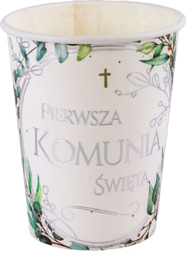 Biele papierové poháre na prvé sväté prijímanie, 8 kusov