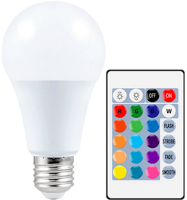 RGB LED žiarovka E27 12W IR diaľkové ovládanie 16 farieb