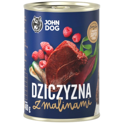 John Dog zverina, diviak, maliny 400g mokré krmivo