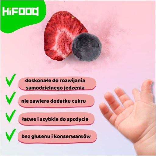 Čučoriedka - Jahoda Mrazom sušené ovocie OVOCNÉ ČIPSKY 40g HiFOOD ZDRAVÉ