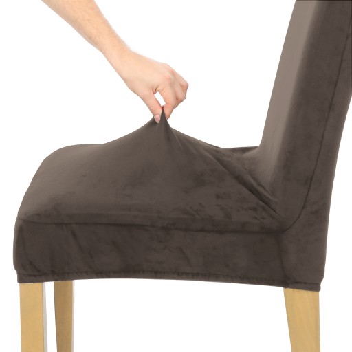 POTAH NA okrúhlu stoličku, KAKAOVÁ HNEDÁ, ELASTICKÝ VELÚR, UNIVERZÁLNY