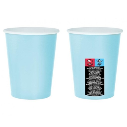 Svetlomodré papierové poháre 270 ml 14 ks.