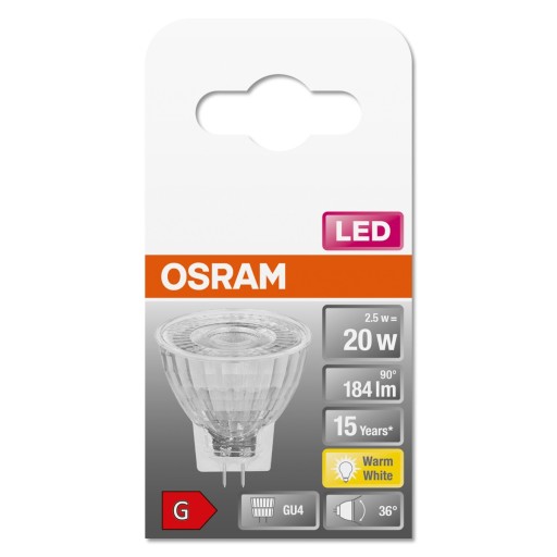 GU4 MR11 LED žiarovka 2,5W 20W 2700K 36° 12V OSRAM