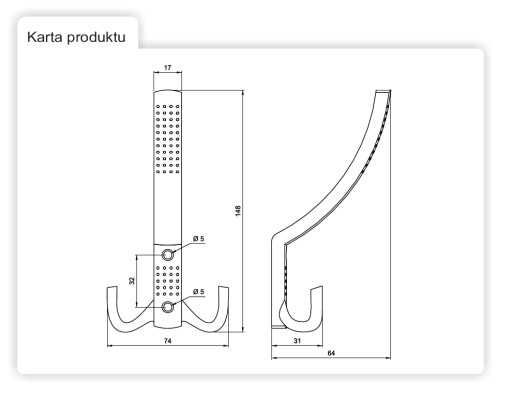 VEŠIAK NA NÁBYTOK NÁSTENNÝ HÁK TROJITÝ ČIERNA VEĽKÝ MATNÝ AMIX W001LUX SKRUTKY