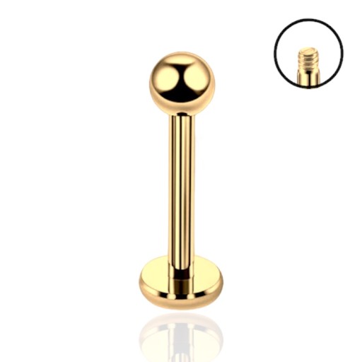 Náušnica Titanium GOLD Labret s guľôčkou 1,2/8/3