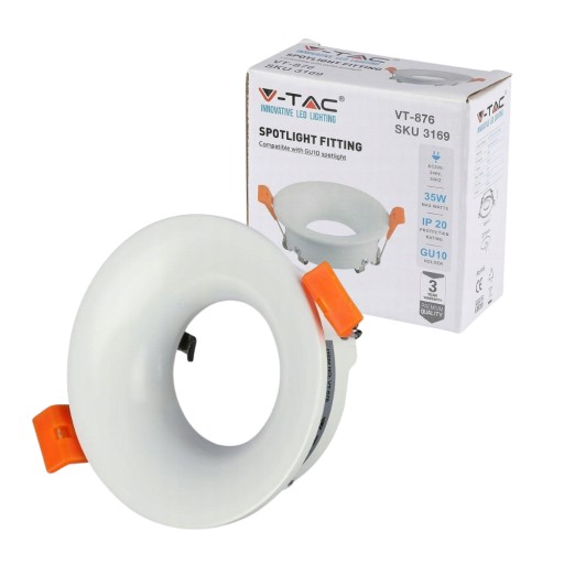 V-TAC GU10 zapustené očko okrúhle biele VT-876-RD 3-ročná záruka