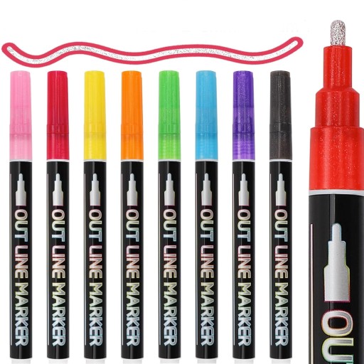 MAGIC MARKERS Glitrové fixy FAREBNÉ METALICKÉ DVOJRADOVÉ 8 ks