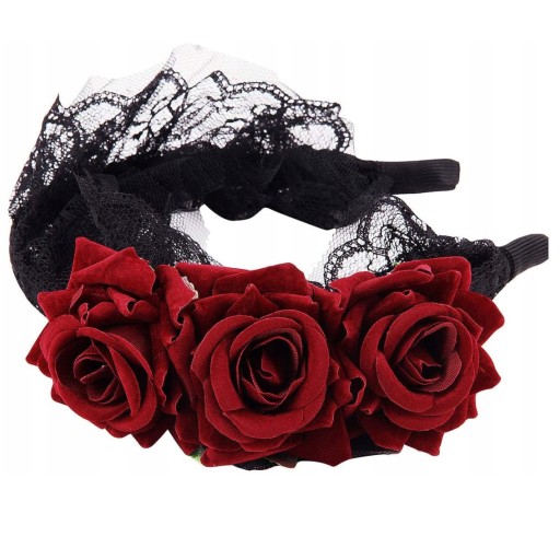 ČELENKA HALLOWEEN ROSE GOTH ČERVENÝ KARNEVAL strašidelný kostým
