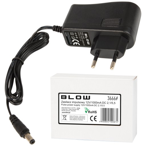 SPÍNANÝ NAPÁJACÍ ZDROJ 12V DC 1A PLUG-IN PRE LED MONITORING 2.1/5.5 12W CCTV