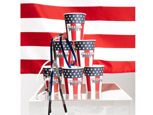 USA poháre s vlajkou USA, 210 cm, 10 ks
