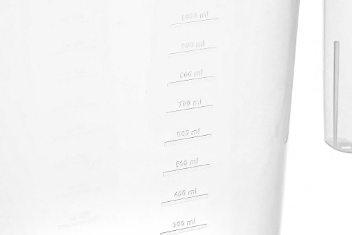 KUCHYŇSKÁ ODMERKA, HRNČEK S ODMERŇOVANÍM, OVÁLNY, 1L, TRANSPARENTNÝ S RÚČKOU
