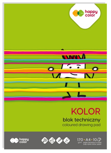COLOR TECHNICAL BLOCK do školy pevný A4 HAPPY COLOR 170 g/m2 10 listov