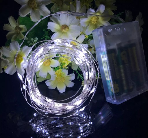 100 LED DRÔTOVÝCH LAMPY, NA BATÉRIU, BIELE SVETLO