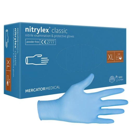 Nitrylex Classic jednorazové nitrilové rukavice bez púdru, modré XL