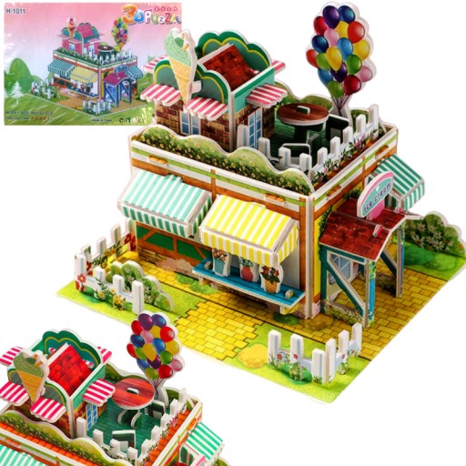CARDBOARD HOUSE CASTLE AUTO 3D PUZZLE Z PAPIERA NA ZOSTAVENIE