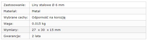 Kovová svorka na oceľové lano hrúbky 6 mm