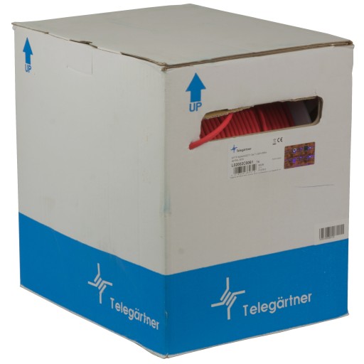 Telegartner LAN kábel červený prameň CAT7 S/FTP 1m